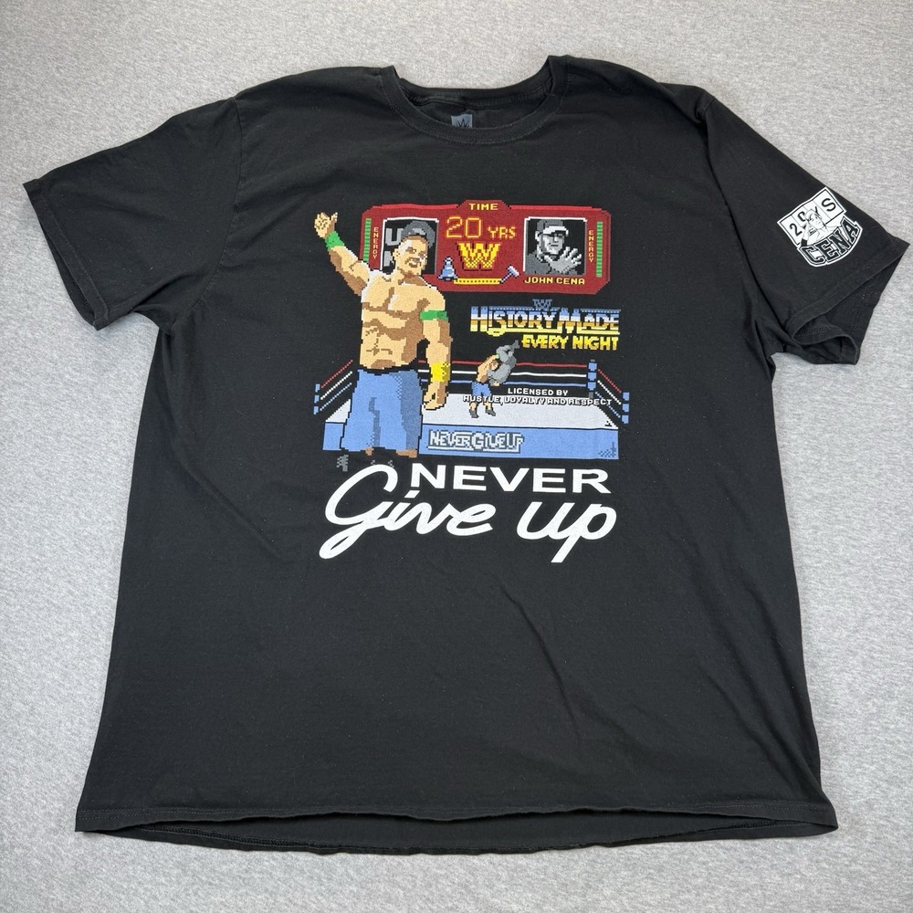 WWE John Cena 20 Years Never Give Up Pixel T-Shirt Black 3XL WWE Authentic